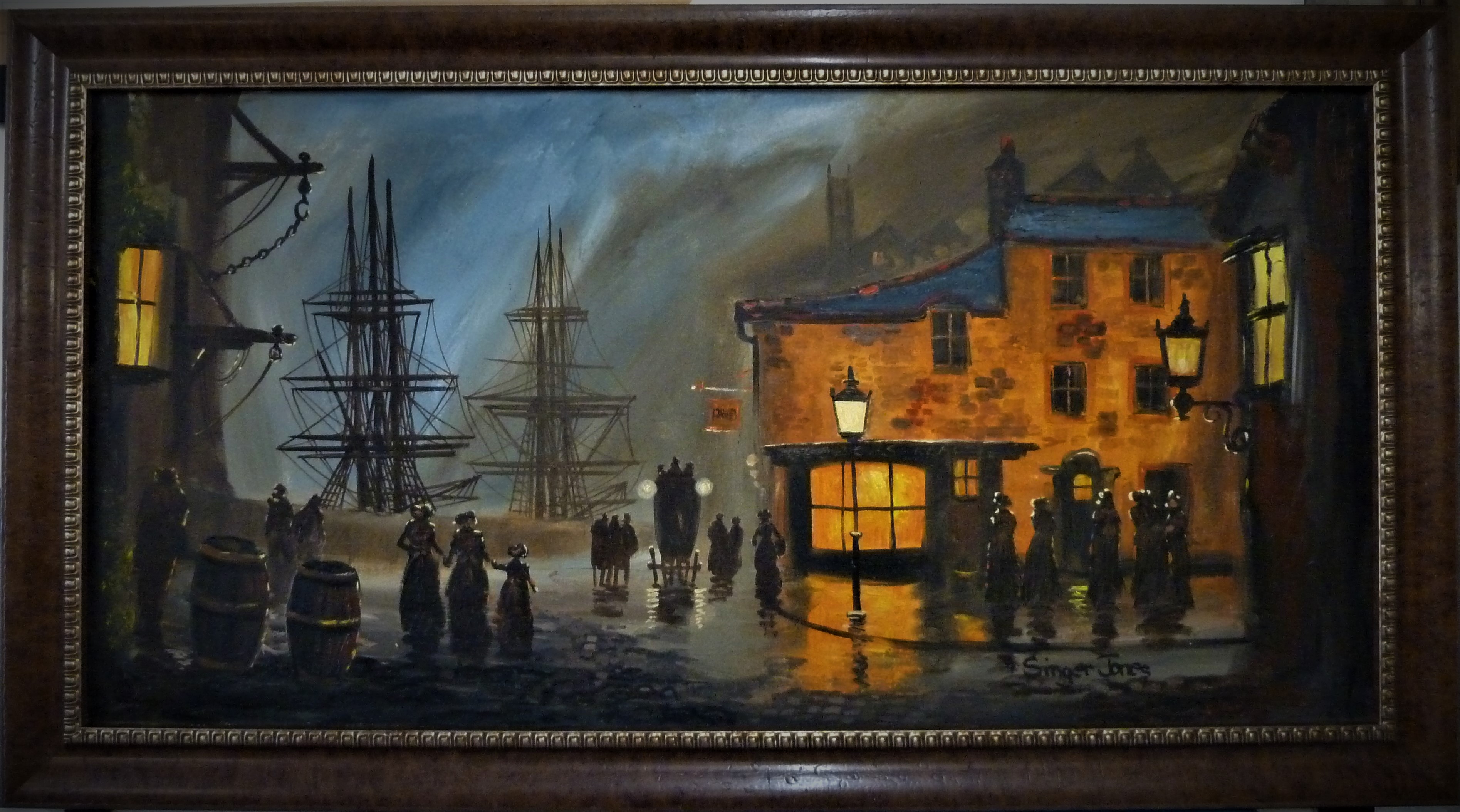  Old Spice Inn, on Spice Island Portsmouth Hampshire,
 Oil on canvasmid 20th Cent painting by Singer Jones