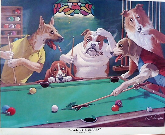Original Print by Arthur Sarnoff (born 1912 in Brooklyn, New York, died 2000 in Boca Raton, Florida) was an American artist. Prior to working as an illustrator, Sarnoff studied at the Industrial School and the Grand Central School of Art in New York City. He was a member of the Society of Illustrators and exhibited widely including the National Academy of Design.
Sarnoff was a student of John Clymer and Andrew Wyeth. His portfolio includes extensive commercial work for weekly magazines and his art appeared in a variety of advertising campaigns including Karo Syrup, Dextrose, Lucky Strike, Coors, Camay, Sal Hepatica, Listerine, Vick's Vapo Rub, Meds, and Ipana. 
His work was whimsical and engaging and relied heavily upon themes of Americana and slapstick humour. One of his paintings, 